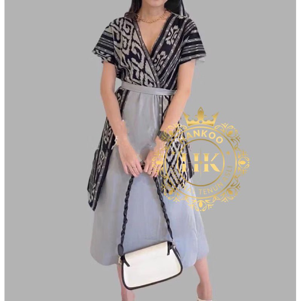 Ready Stock - Dress Naomi Tenun - Dress Tenun Wanita - Dress Etnik - Dress Tenun - Naomi Midi Dress