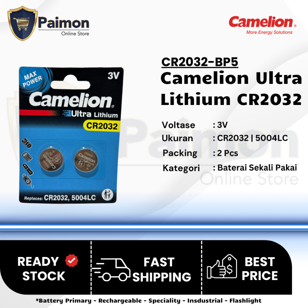 Baterai 2032 Camelion Baterai Ultra Lithium CR2032 BP2 - Baterai CR2032 ISI 2PCS