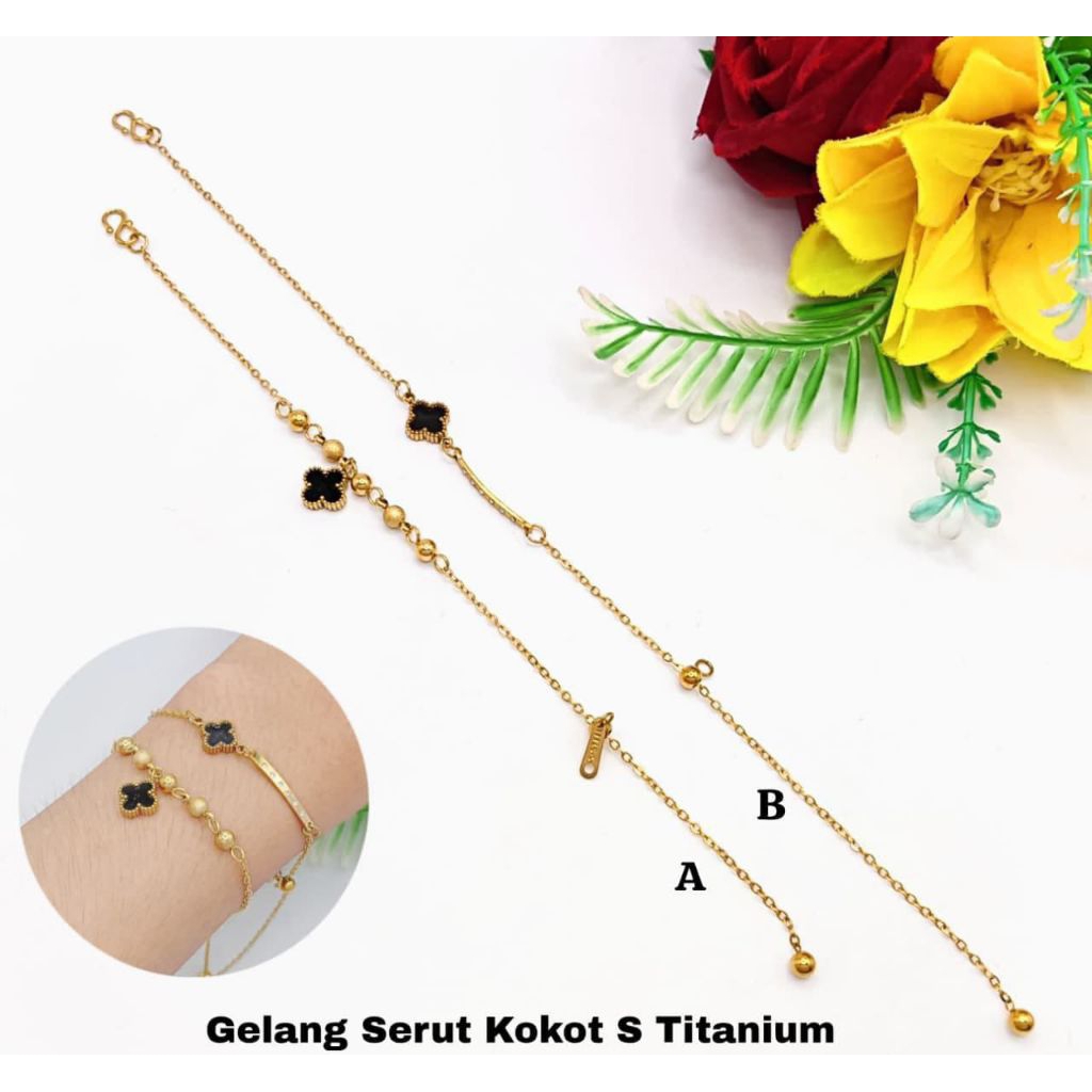 Gelang serut kokot S titanium stainless steel anti karat