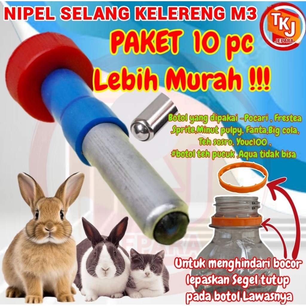 nipel kelinci selang kelereng M3 per paket 10 PC nipel kelinci nipel kucing nipel hamster nipel hewa
