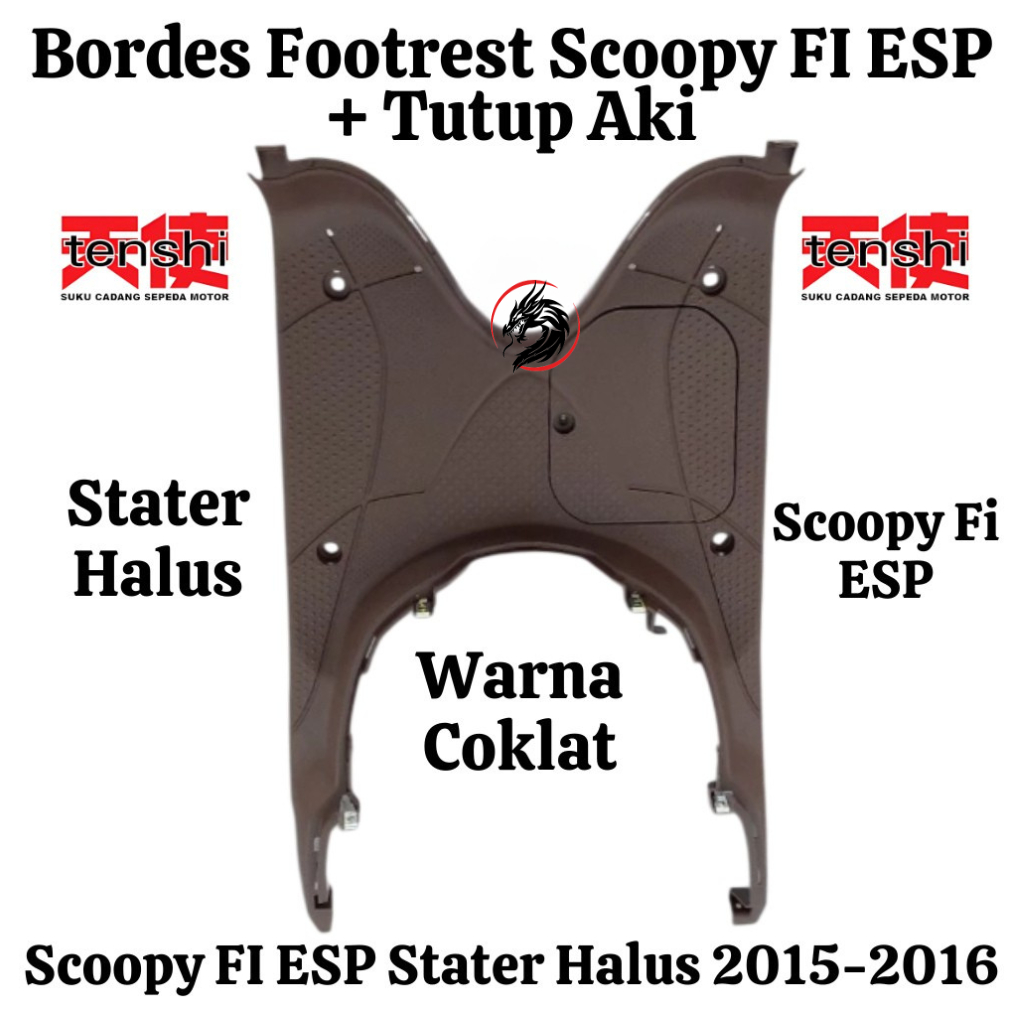 Bordes Pijakan Kaki Lantai Footrest Tutup Aki Scoopy fi ESP stater halus 2015 2016 coklat
