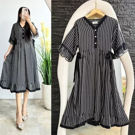 BERLIANA ARA - DRESS RAYON TERBARU LD 110CM BUSUI FRIENDLY // MIDI DRESS RAYON MOTIF TERBARU // DAST