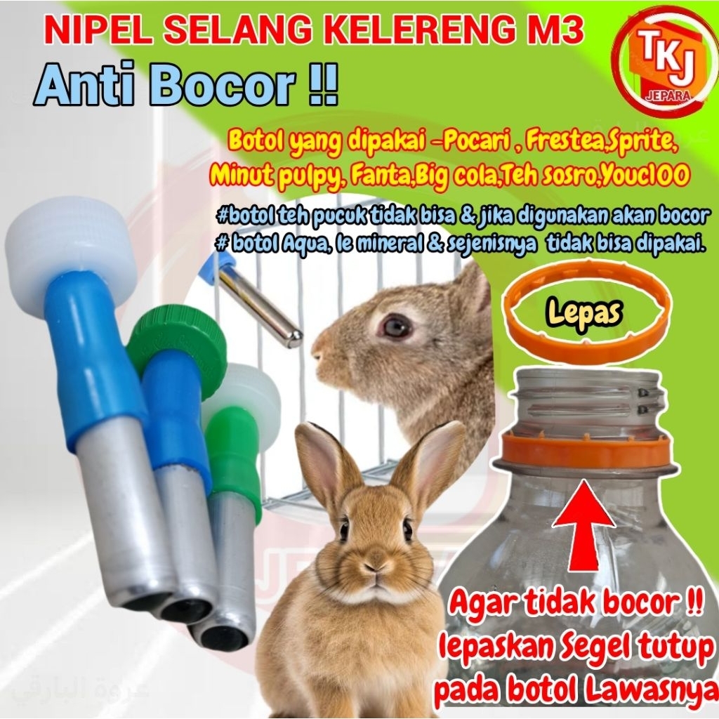 nipel kelinci selang kelereng M3 nipel minum kelinci kucing hamster musang Anjing, DOT minum kelinci