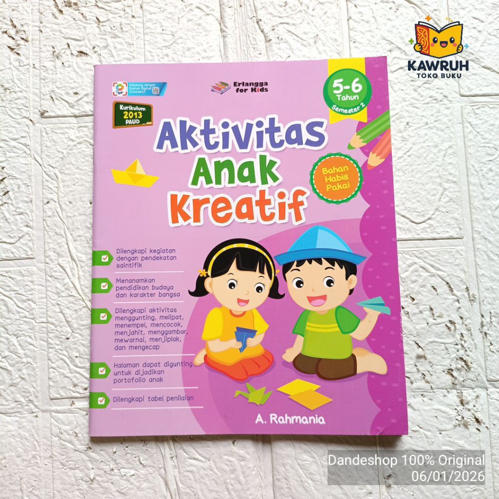 Aktivitas Anak Kreatif (Usia 5-6 Tahun Semester 2) - Buku Aktivitas Anak Penerbit Erlangga