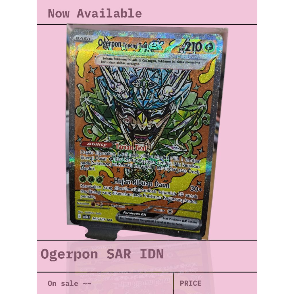 Kartu pokemon super art rare "SAR" ogerpon topeng teal