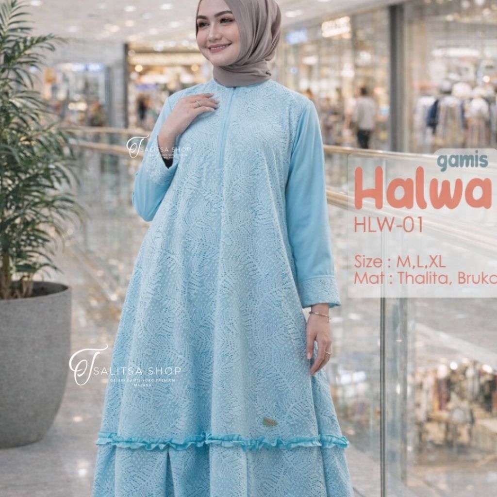 GAMIS REMAJA DAN DEWASA BROKLAT BIRU HALWA LABELLA