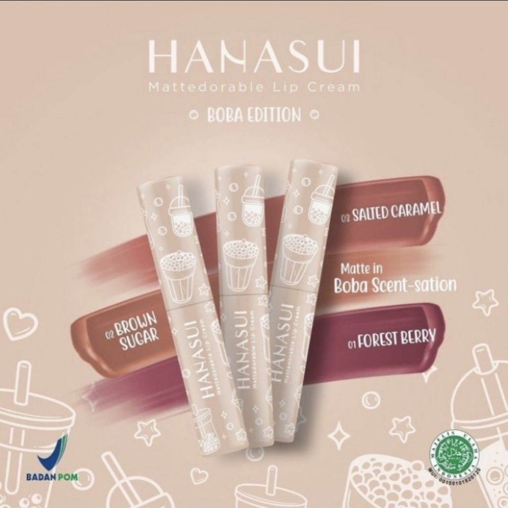 Hanasui Mattedorable Lip Cream,Lip Cream Viral, Hanasui boba,Ombre Lips
