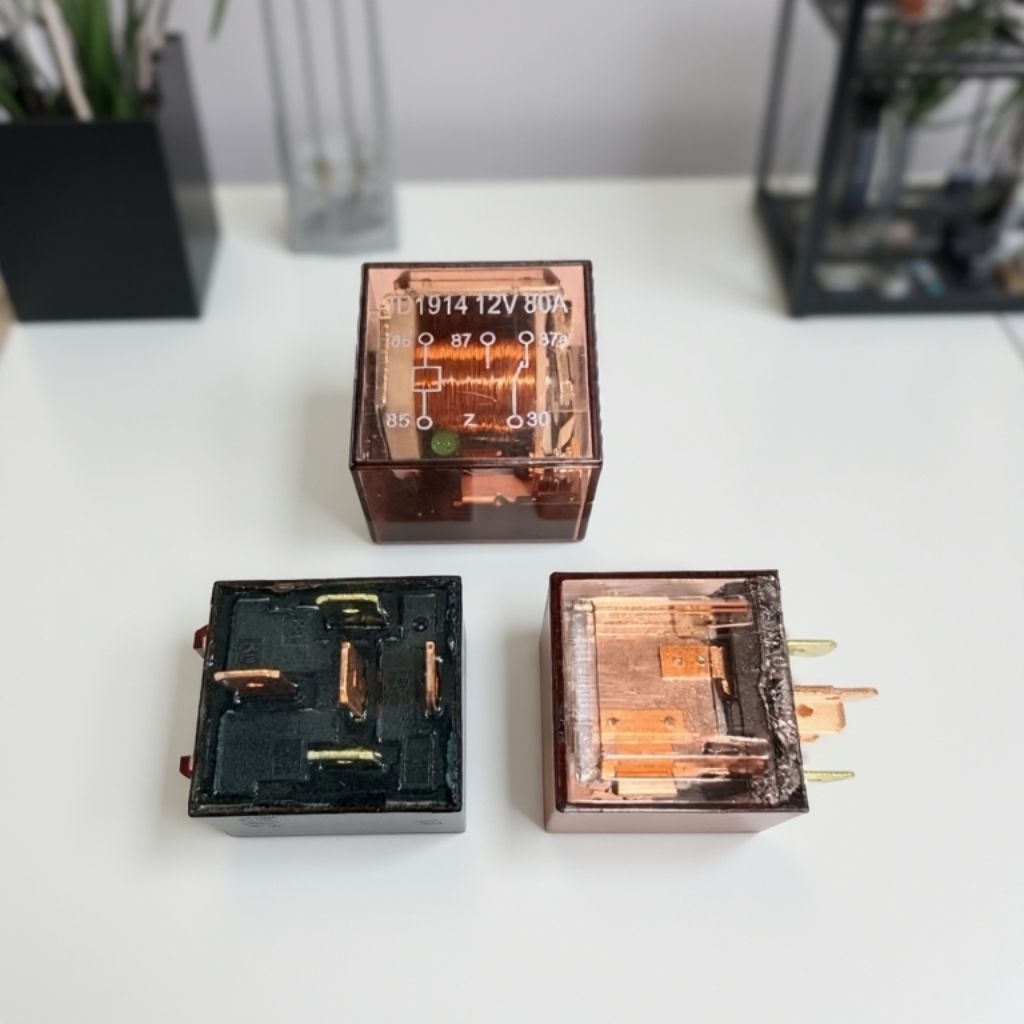 RELAY KLAKSON 80 AMPERE 12 VOLT KAKI 4 QUALITY