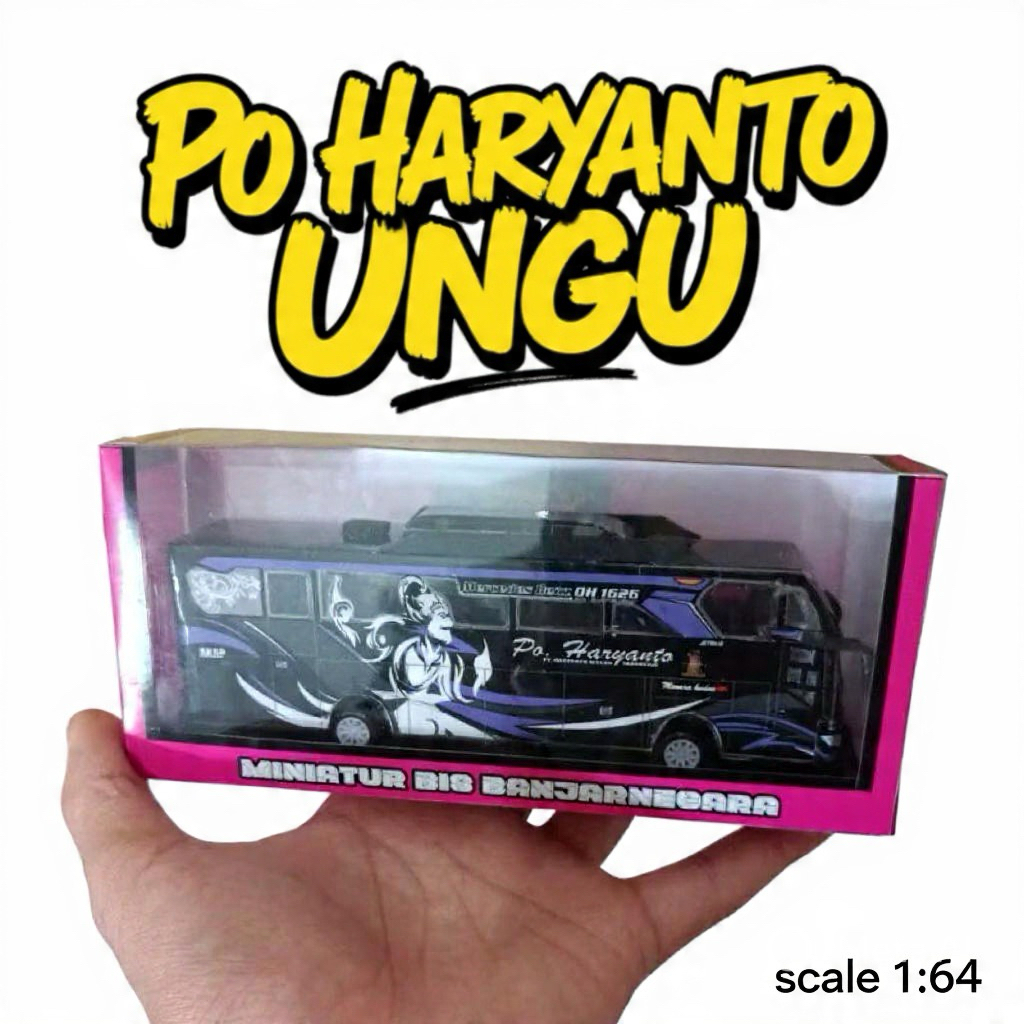 Miniatur Bis Hr Slendang Geprek Ungu Skala 1 : 64 ( Seukuran Hot Wheels )