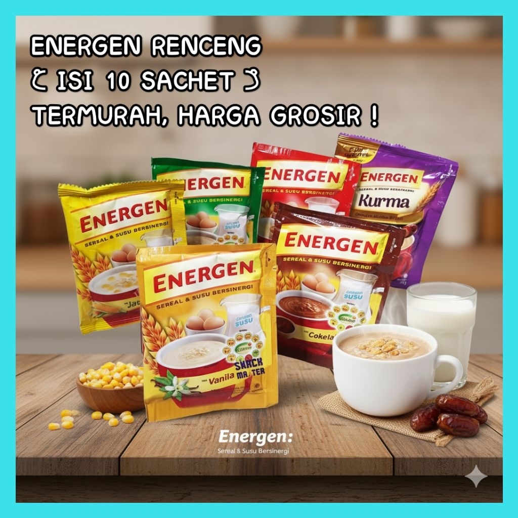 ​[TERMURAH] Energen Renceng All Variant Isi 10 Pcs - Eceran Harga Grosir - Coklat Vanila Kacang Hija