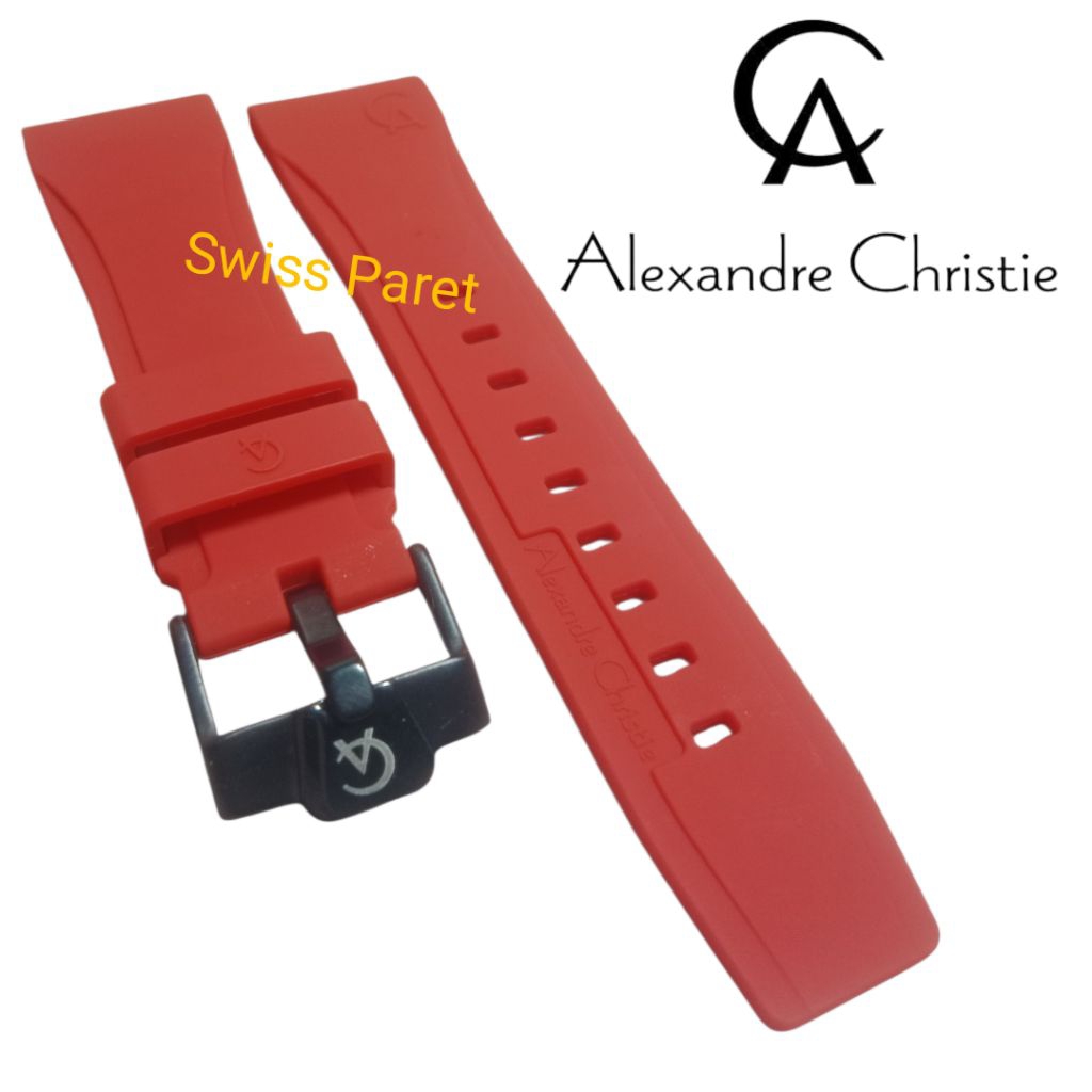 Tali Jam Alexandre Christie Karet Silicon Strap AC Alexandre Christie Rubber  Warna Merah 22-24-26mm