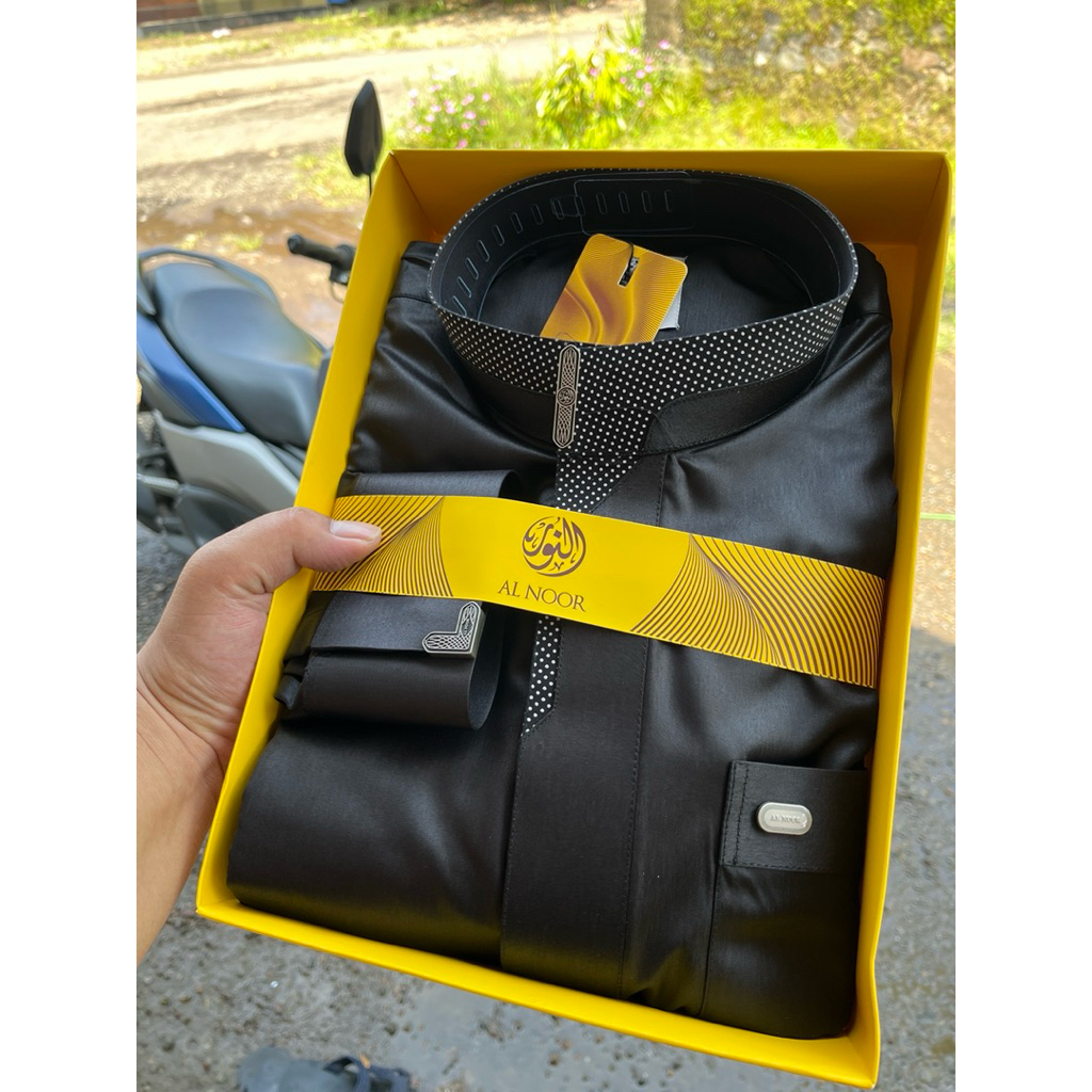 Jubah Hitam al noor premium manset