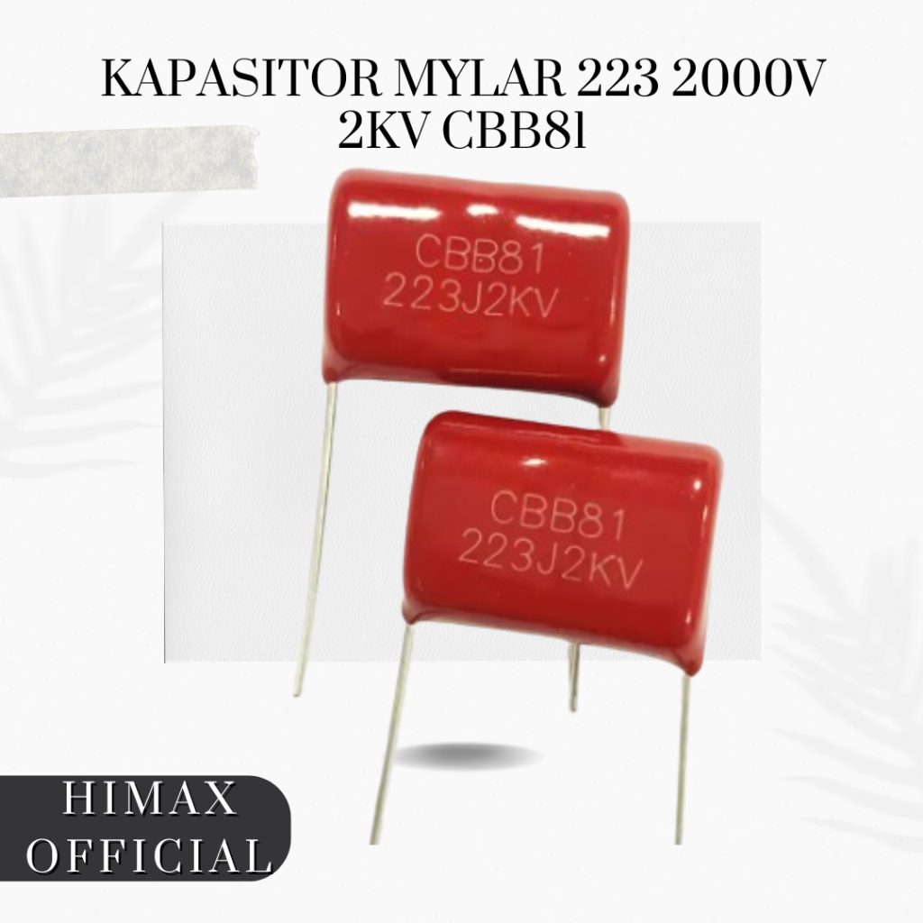 Kapasitor Mylar 223 2000V 2KV CBB81 - Kapasitor Milar 22nF 2000 Volt High Voltage Brown/Red
