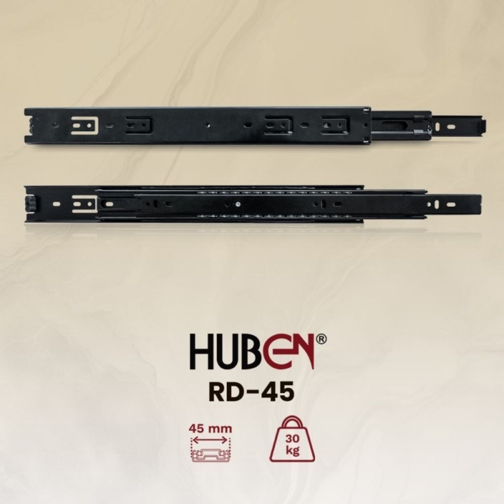 Rel Laci Huben - Rel Full Ext 45mm Huben RD-45-M2 Zinc Hitam