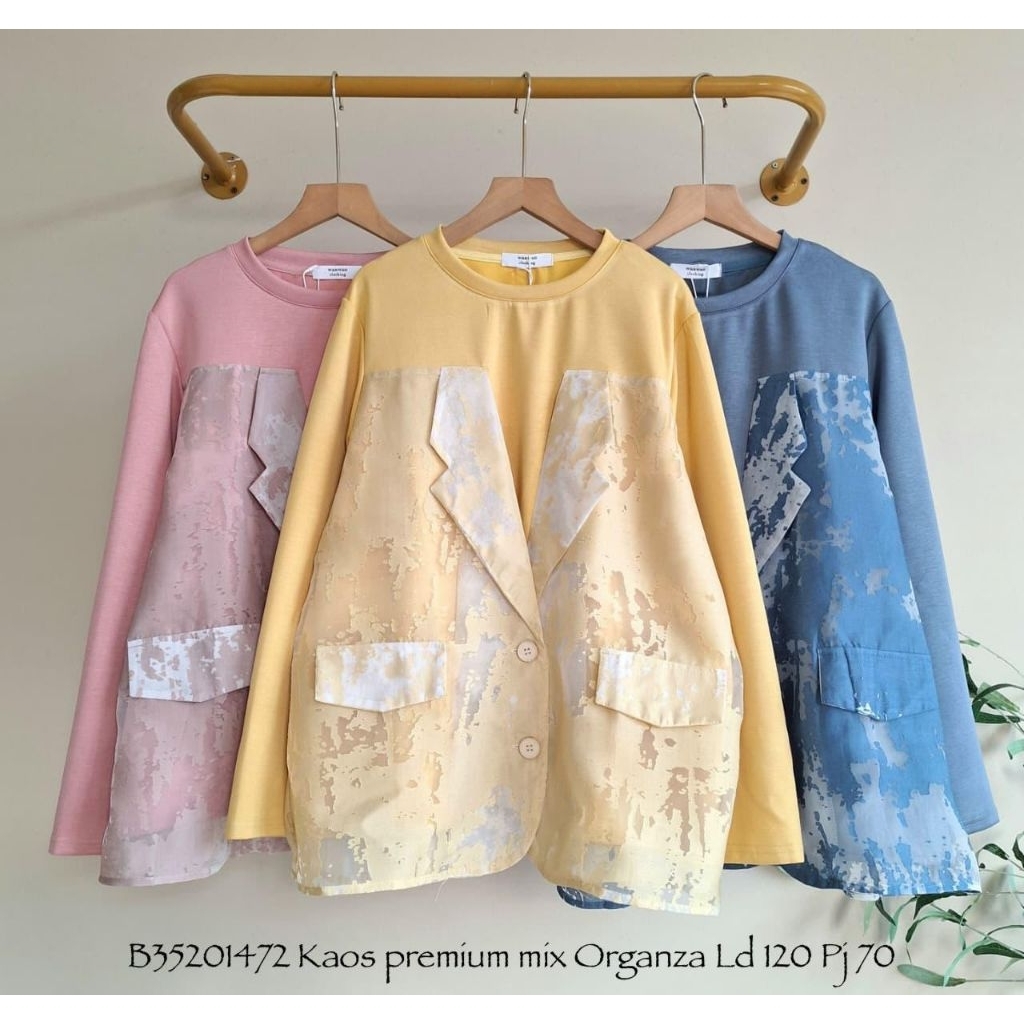 Ninedshop Blazer Kaos Organza Premium | Fashion Atasan Cewek | Busana Wanita | Pakaian Perempuan | B