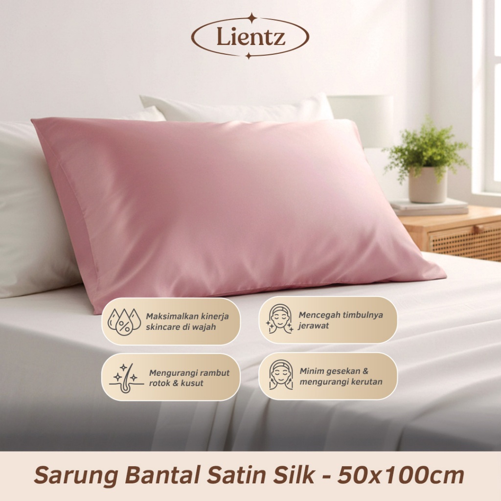 Sarung Bantal Cinta Premium Satin Silk ukuran 50x100cm / Pillow Case