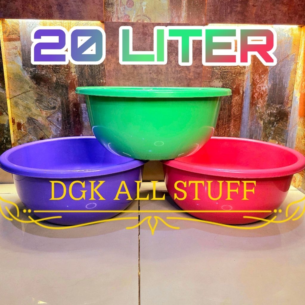 Baskom Waskom Basin Bak Ember Wadah Bulat Adonan Nyuci Cuci Rendam Cucian Pakaian Baju Piring Kamar 