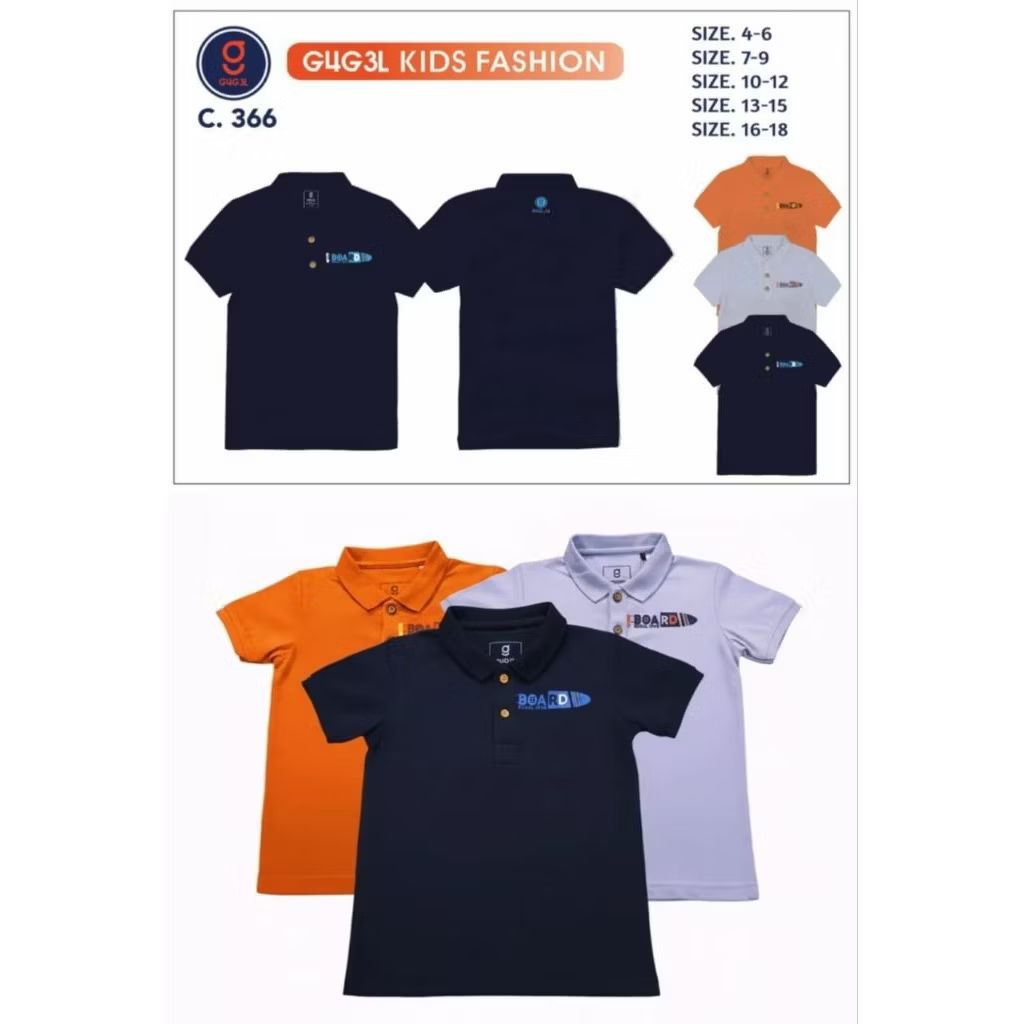 Kaos Kerah lengan pendek Gugel Kids Premium 100 % ORIGINAL, Kaos kerah anak laki-laki