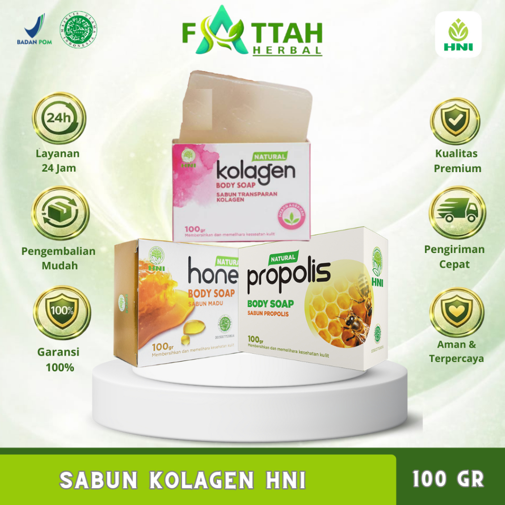 Sabun Kolagen HNI 100gr memuluskan dan melembabkan kulit dan wajah SABKOL Sabun Herbal