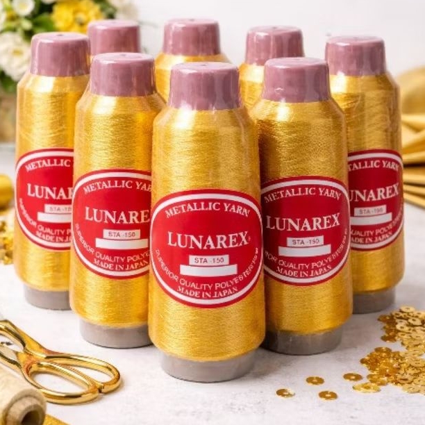 Benang Lunarex  Emas Metalik Bordir Polyester