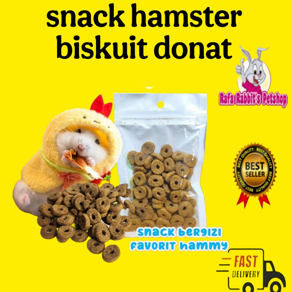 Snack Hamster Biskuit kering 15g bentuk Campur Donat,Ikan,Bulat Makanan Landak mini