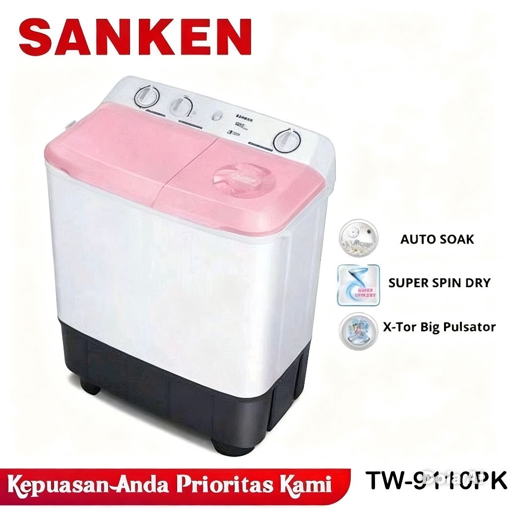 Sanken Mesin Cuci 2 Tabung 9 Kg TW9110