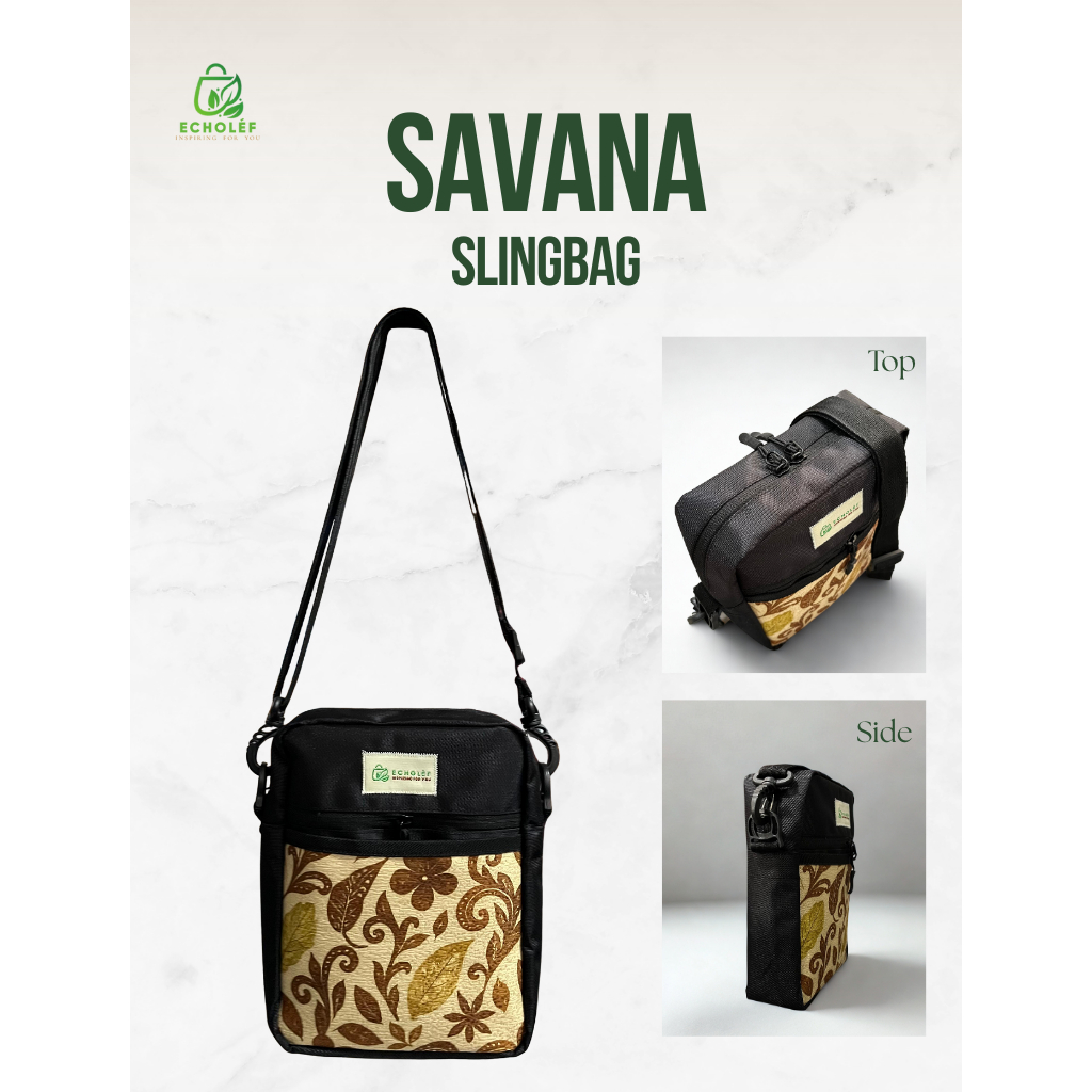 Echoléf - Savana Slingbag (Black) | Tas Selempang Unisex Pria Wanita | Slingbag | Hitam