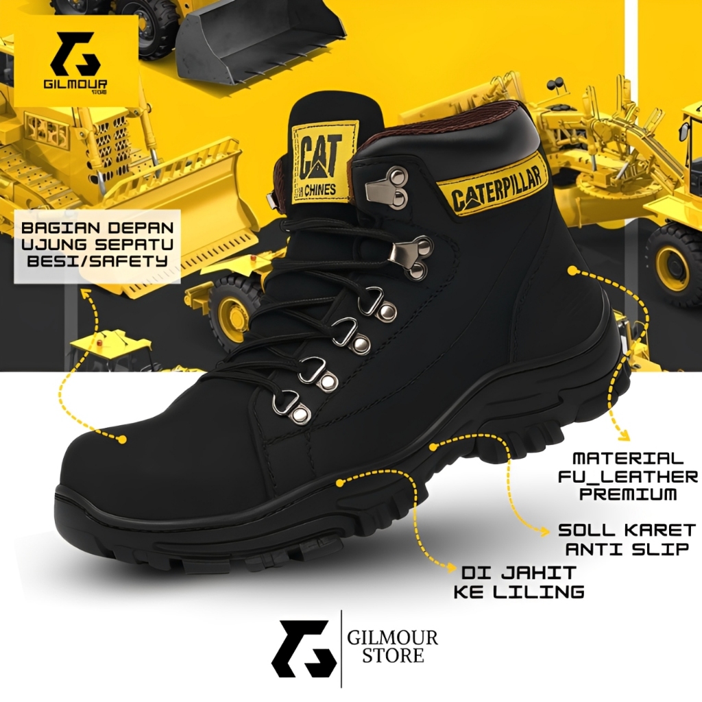 Sepatu kerja Safety ujung besi pria - Safety tali pria ujung besi - sepatu safety boots Caterpillar 