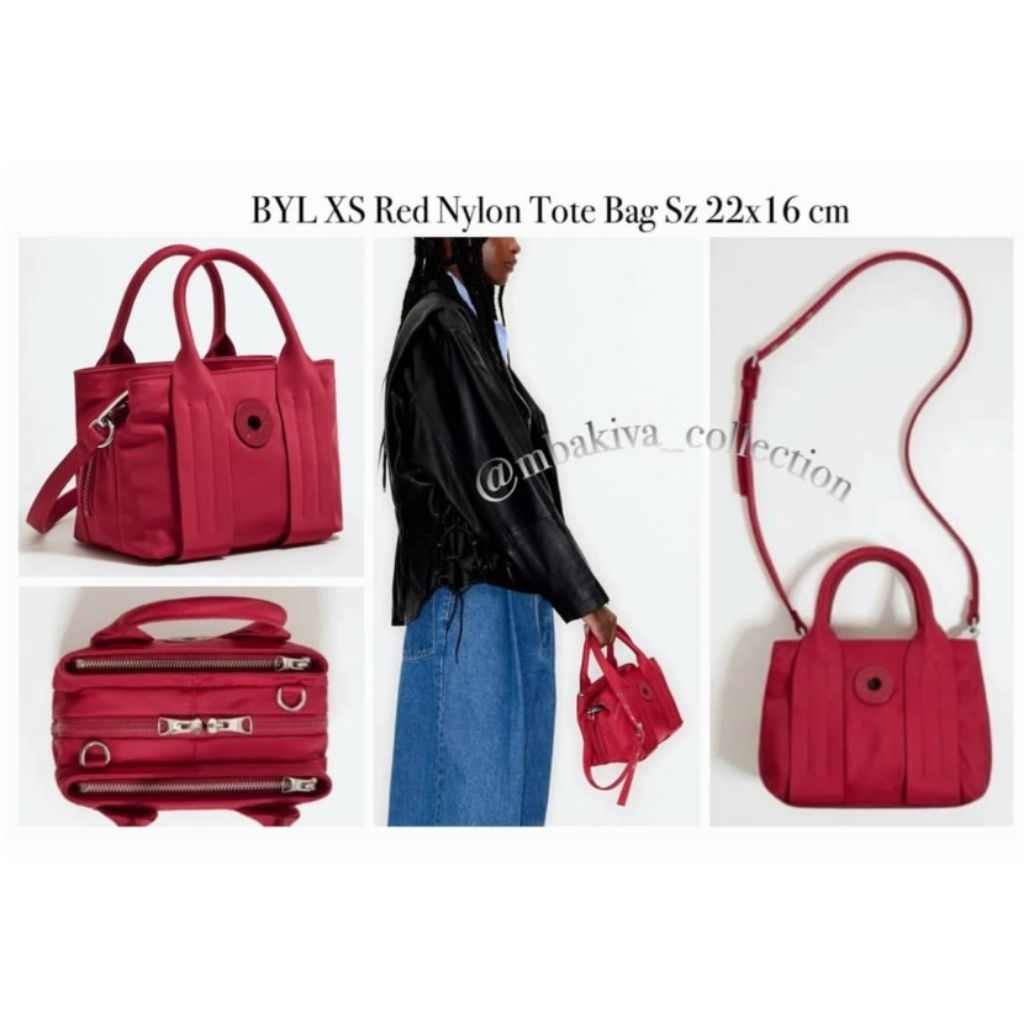 BYL XS Red Nylon Tote Bag