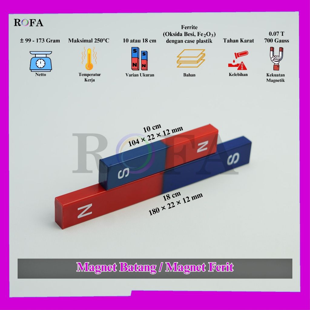 ROFA Magnet Batang / Magnet Ferit / Bar Magnet / Magnet Balok