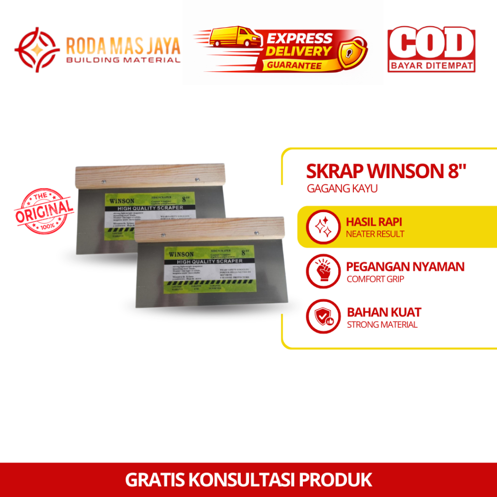 Skrap/kape/scrap/scraper besi gagang kayu winson uk 8"