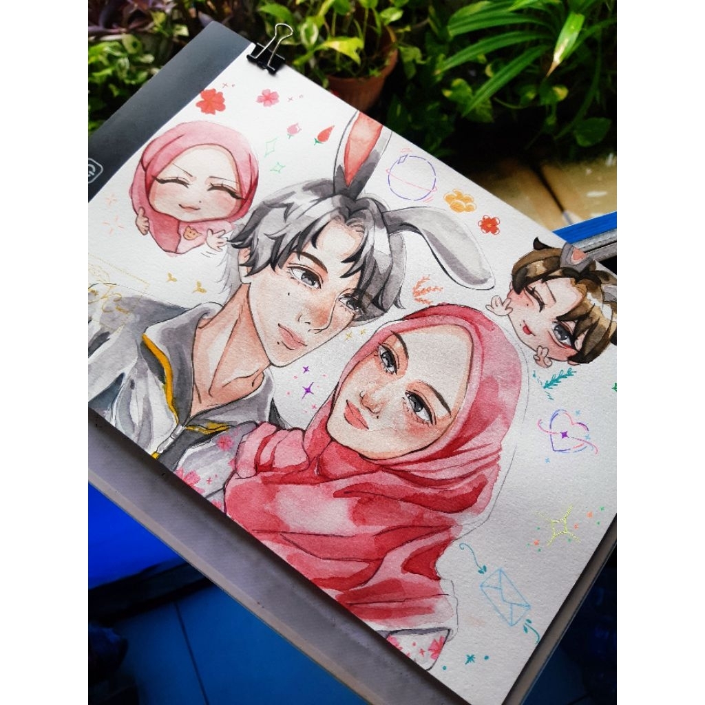 Commission Art Traditional Watercolor Painting by Kine124