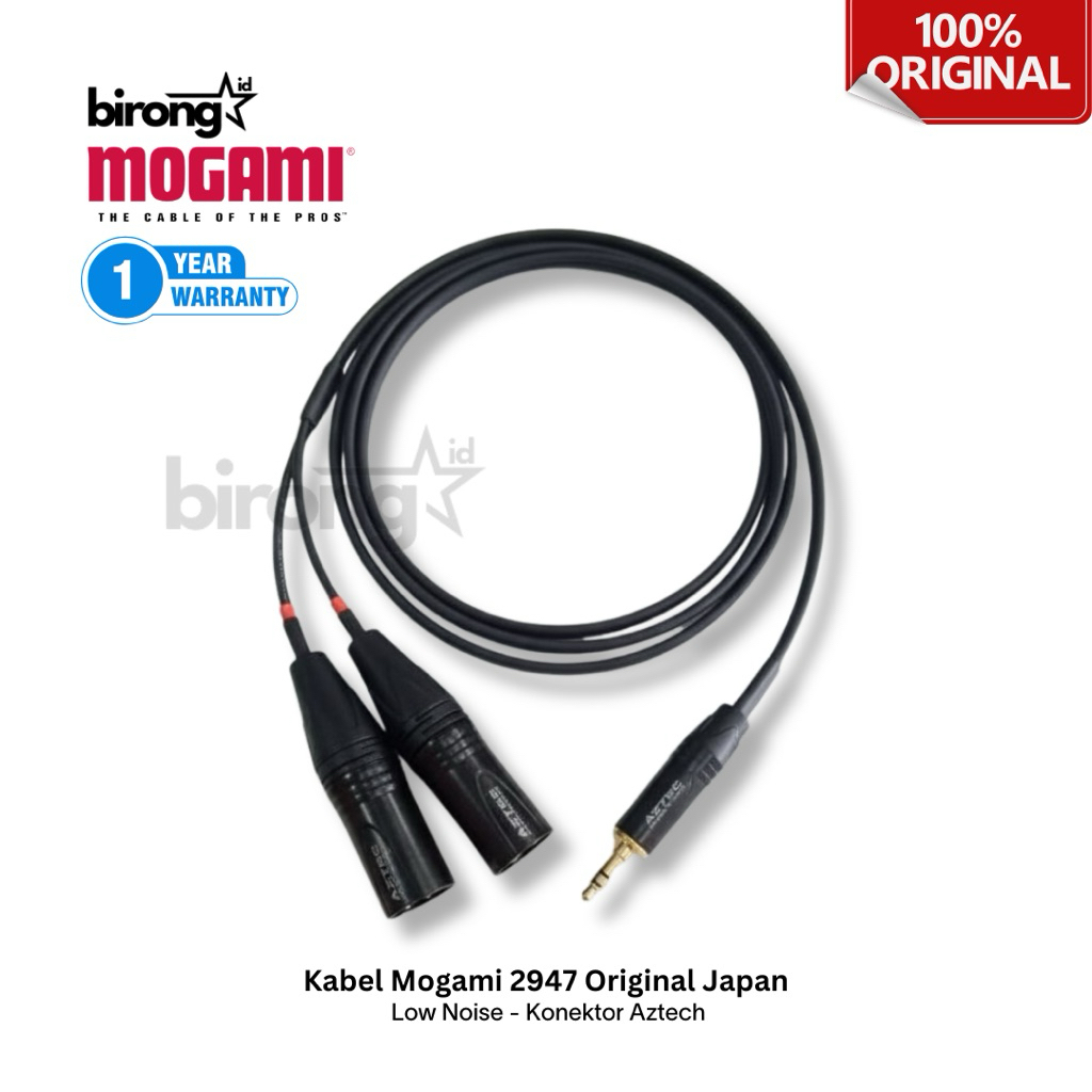 Kabel Mogami Double XLR Male to Jack 3.5mm Stereo Aztech Gold Plated Original Japan Low Noise 2947