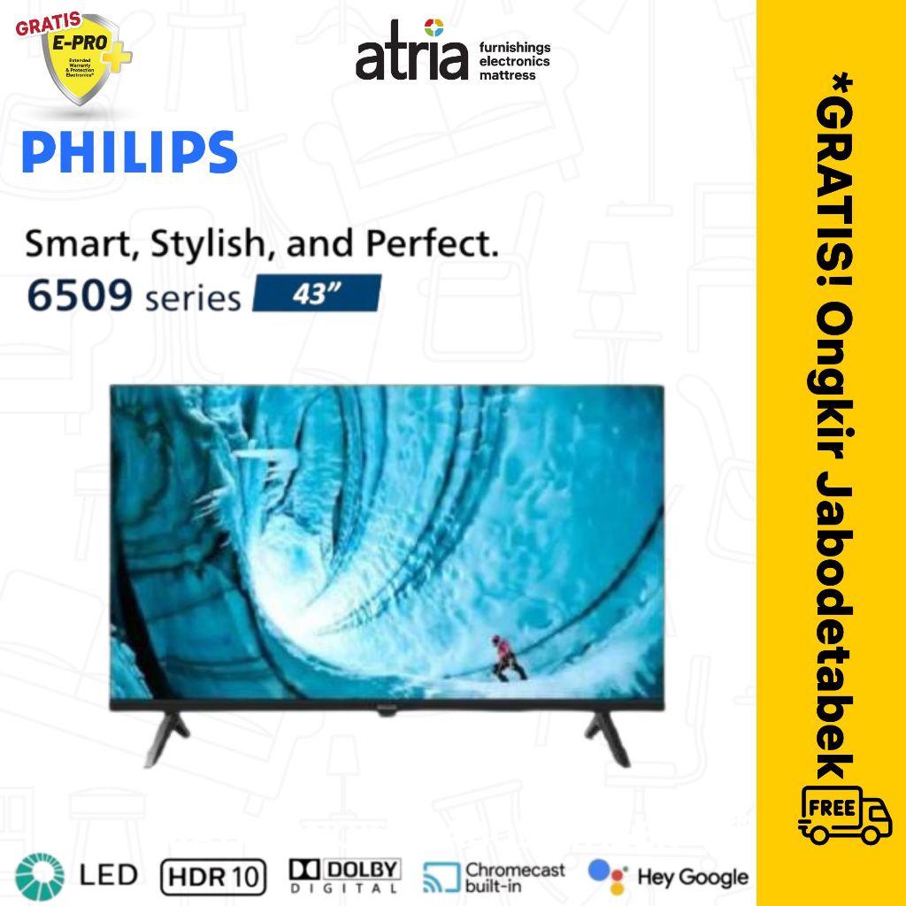 PHILIPS 43PFT6509/70 LED TV Smart Google TV 43 Inch Garansi Resmi