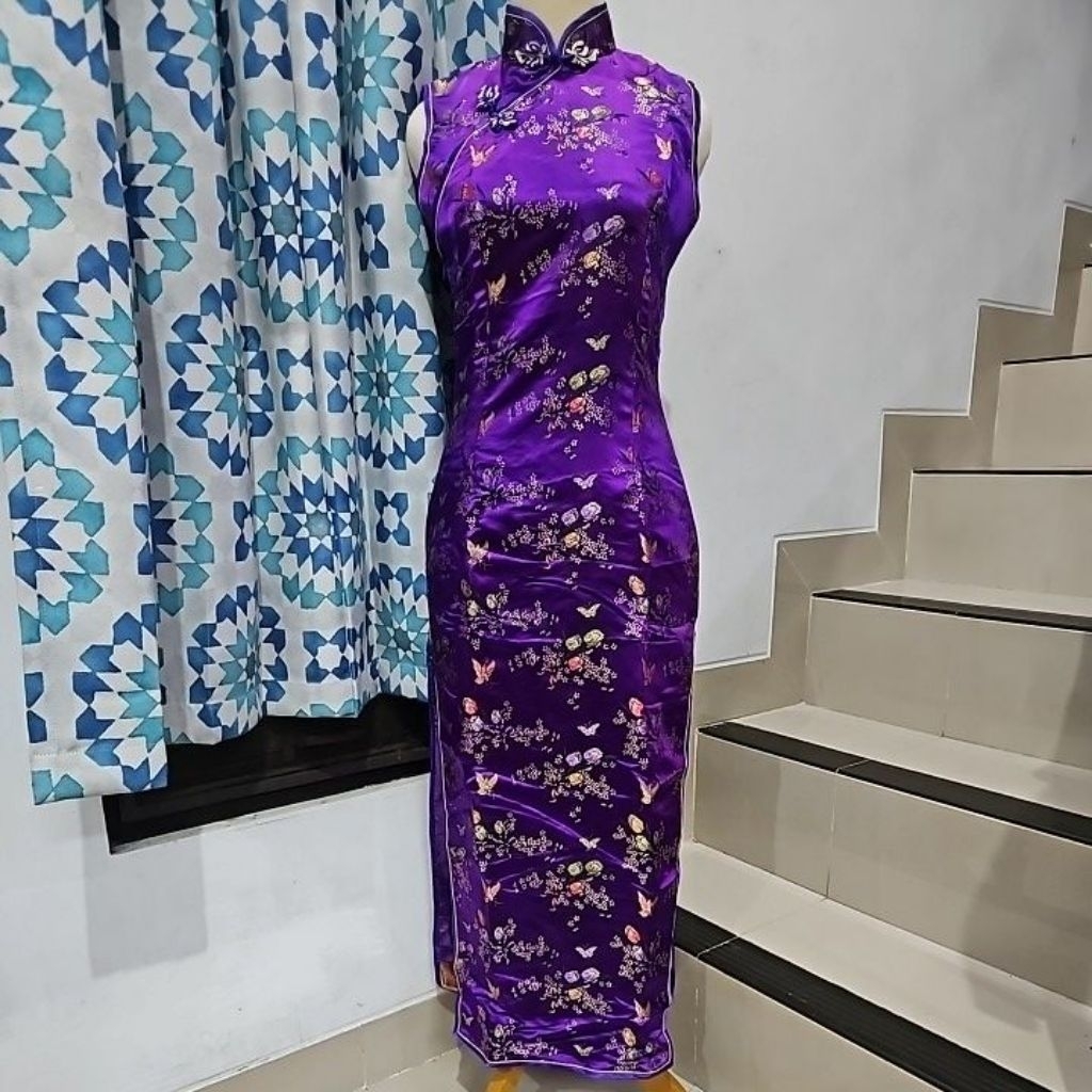Dress Cheongsam Ungu Silk uk. S-M