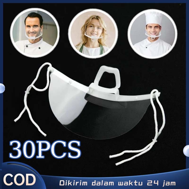30pcs Masker Mulut Masak Masker Masak Untuk Mulut Masker Pelastik Masker Plastik Transparan Wajah