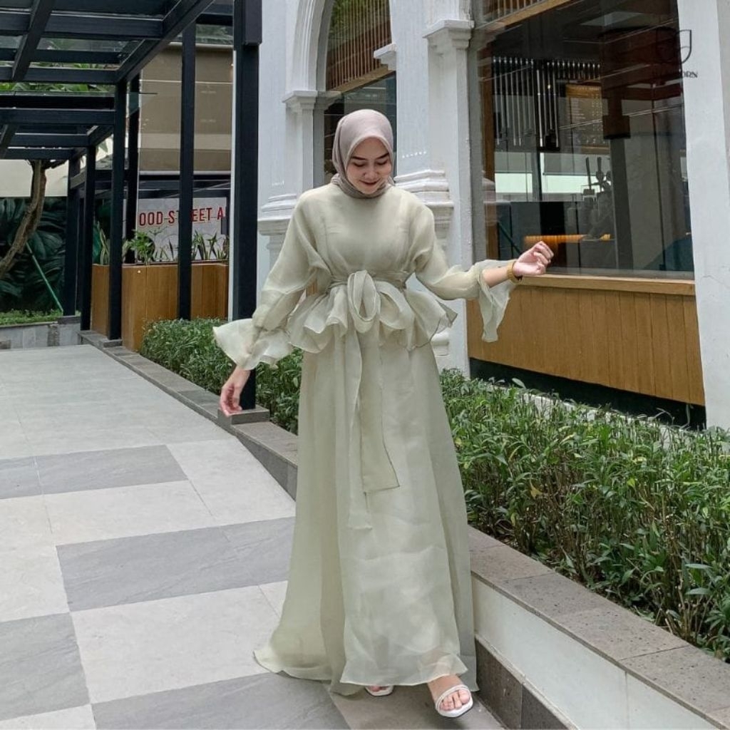 DRESS REMPEL PINGGANG GAUN PESTA