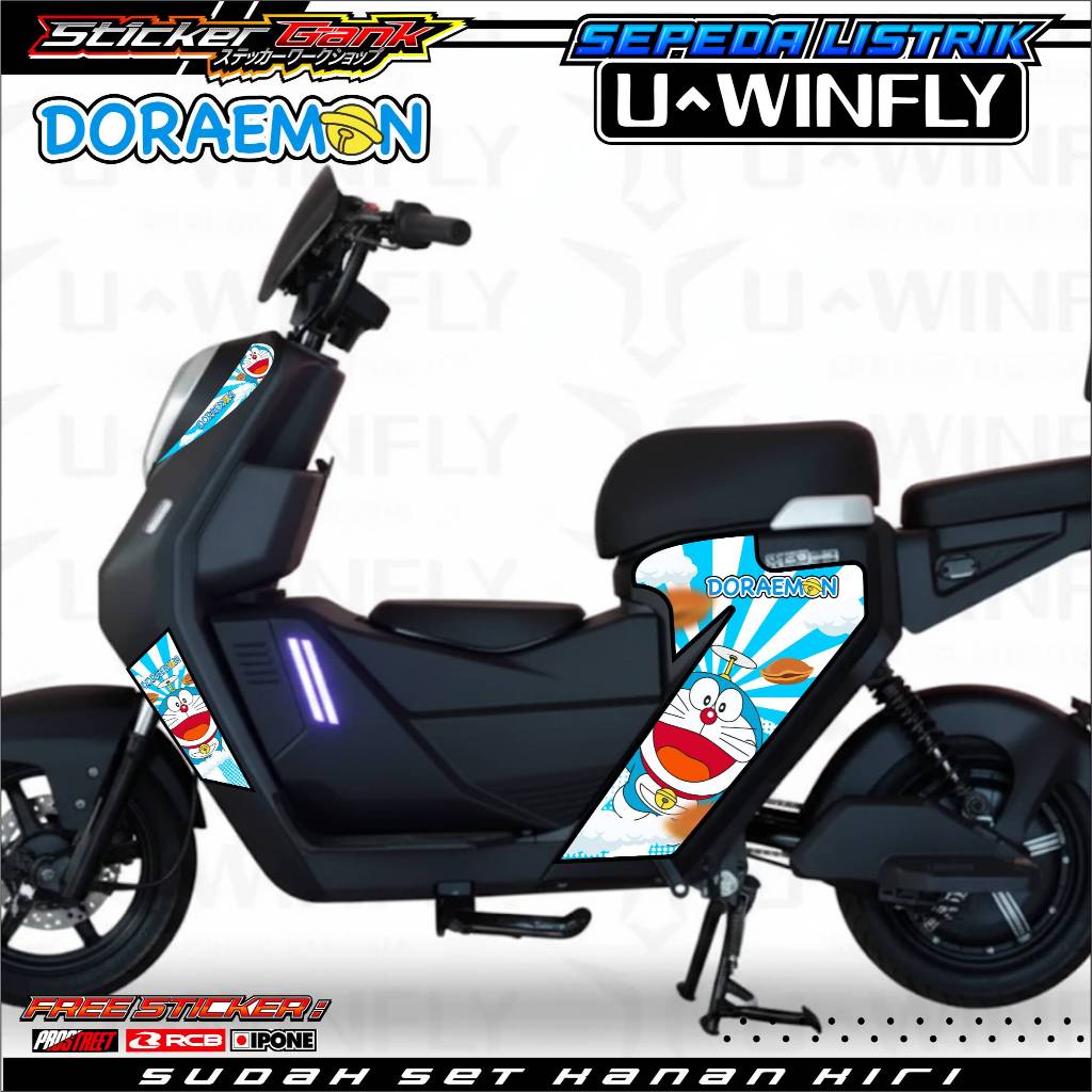 STRIPING VARIASI SEPEDA LISTRIK UWINFLY - DORAEMON EDITION / STICKER LIST VARIASI SEPEDA LISTRIK UWI