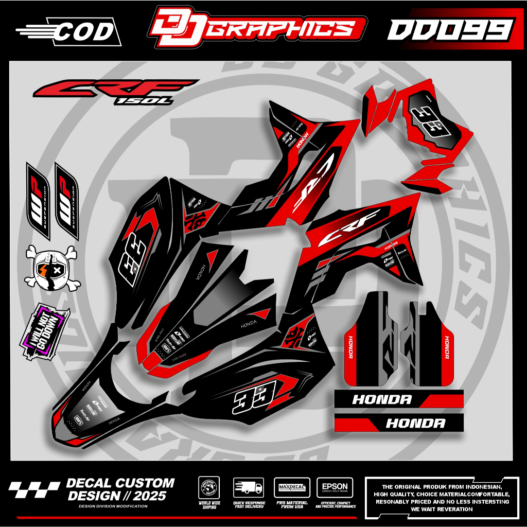 D099 DECAL Sticker decal crf 150 L/ Decal crf custom super glosy BEBAS CUSTOM DD GRAPHICS