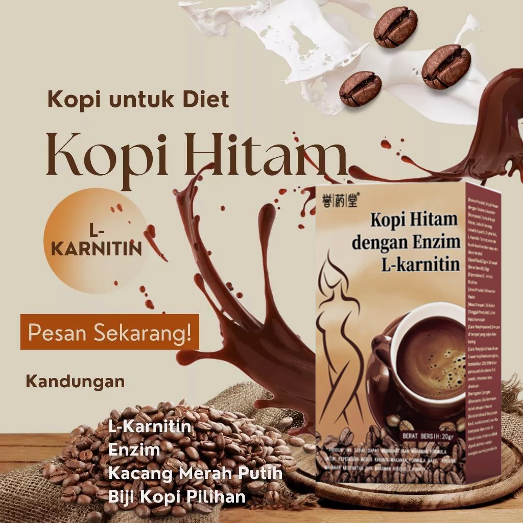 Kopi Hitam Instan L-Carnitine Diet Membakar Lemak Zero Lemak