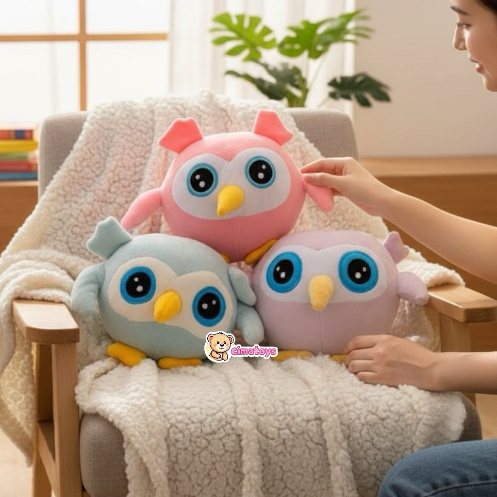 BONEKA OWL / BURUNG HANTU SIZE S / Mainan Anak Lucu Burung Hantu/ Boneka Edukasi Anak