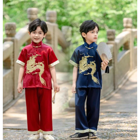 JJS-Baju imlek anak cheongsam anak baju qipao anak baju imlek anak laki laki anak cowok-Baju lebaran
