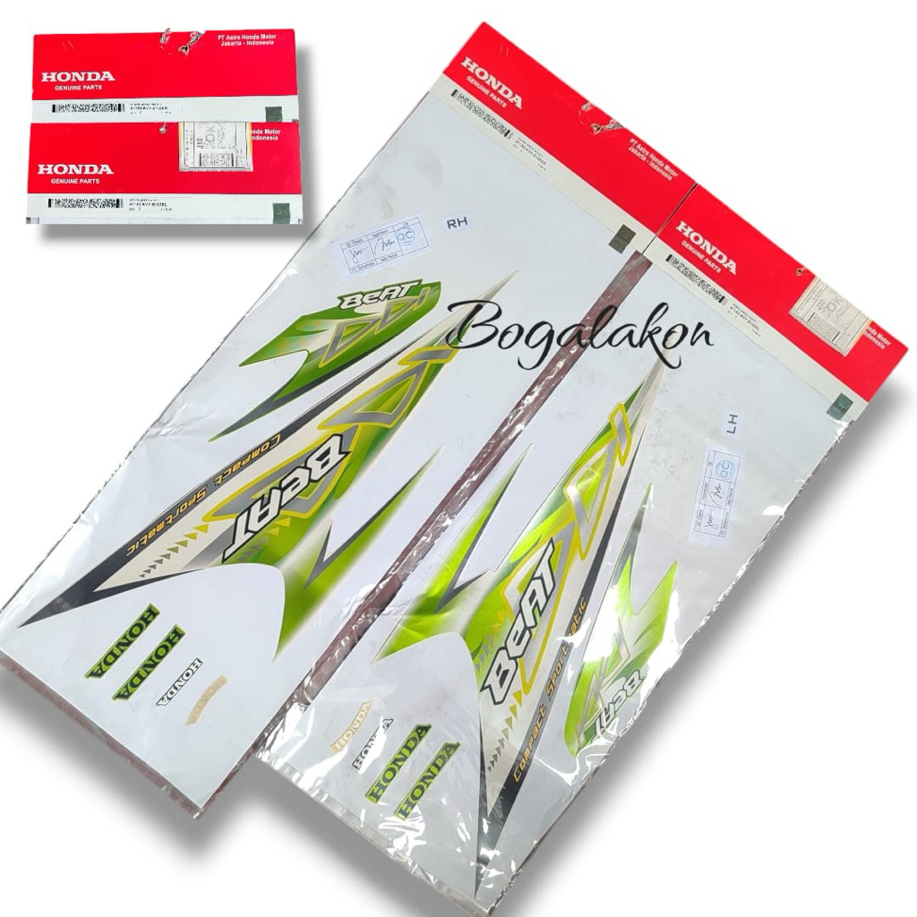 Striping stiker polet beat karbu putih hijau original ahm