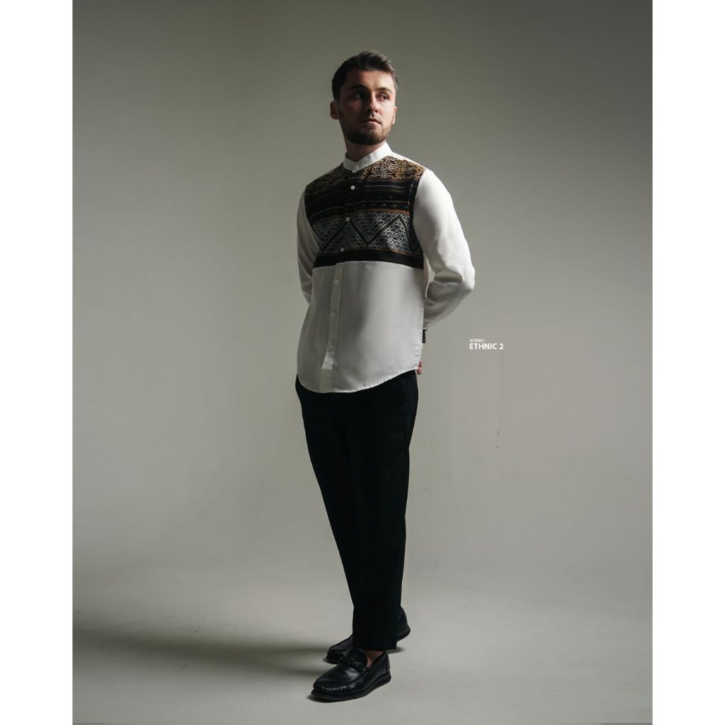 Samase R079 White Baju Koko Pria Muslim Dewasa Putih Kemko Kemeja Lengan Panjang