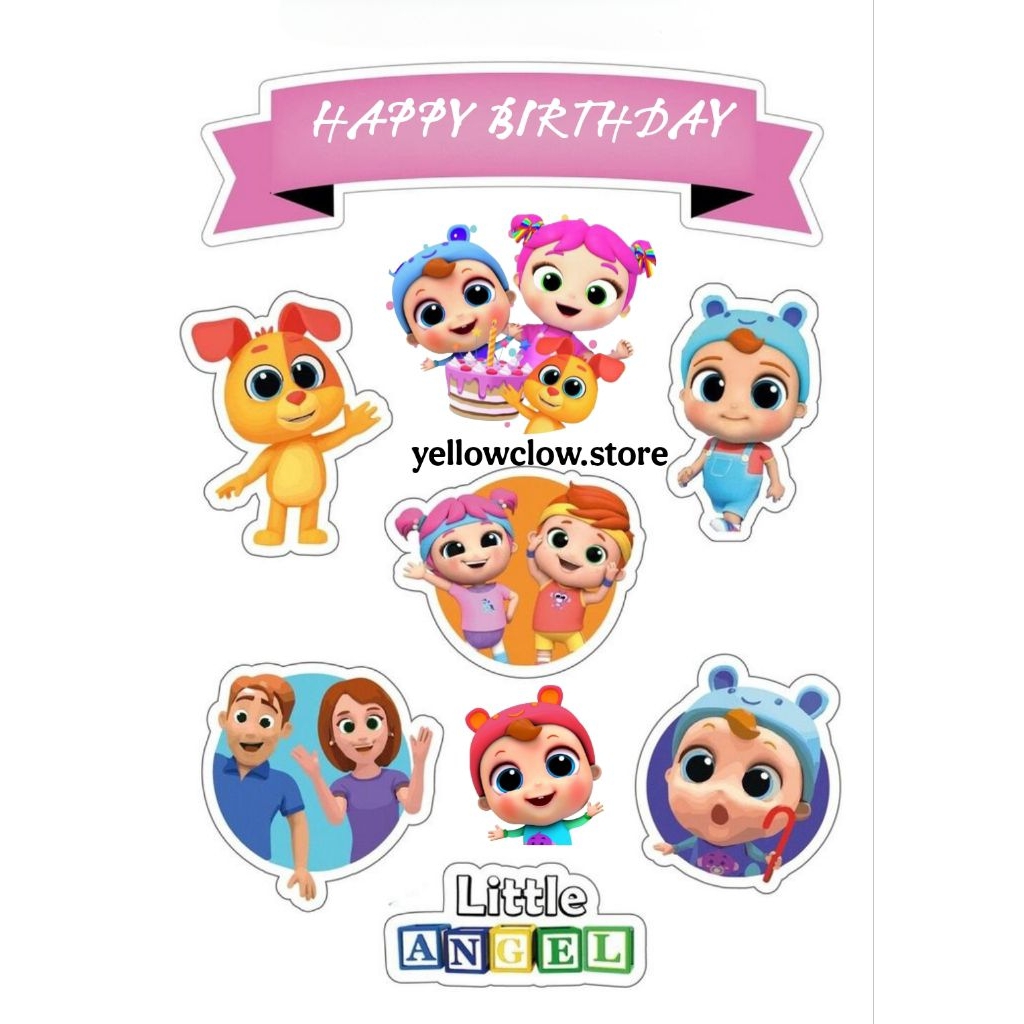 Topper Custom Nama Little Angel/Topper Kue Ulang Tahun Tema Little Angel/Hiasan Cake Little Angel