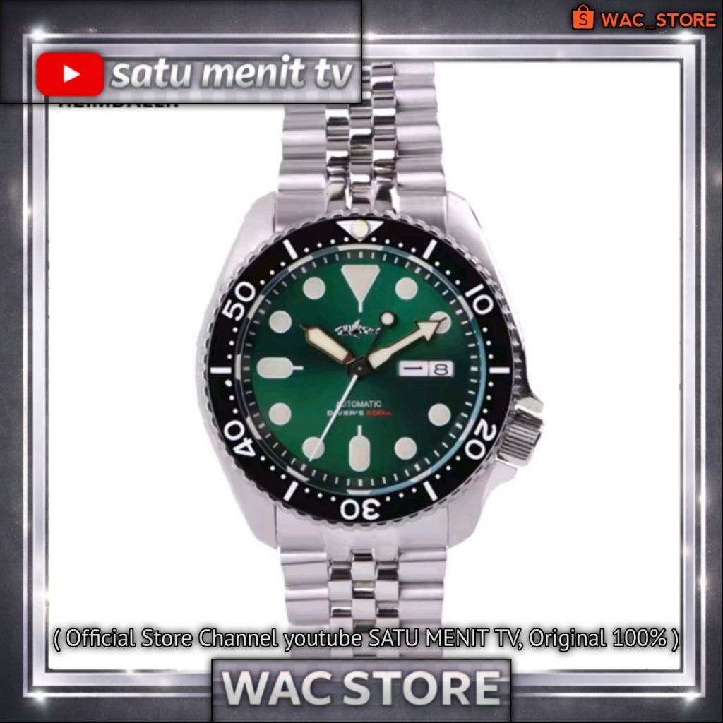 NEW HEIMDALLR SHARKEY SKX GREEN DIAL AUTOMATIC SEIKO NH36A SAFIR GLASS + AR COATING WR 200 M SIAP RE