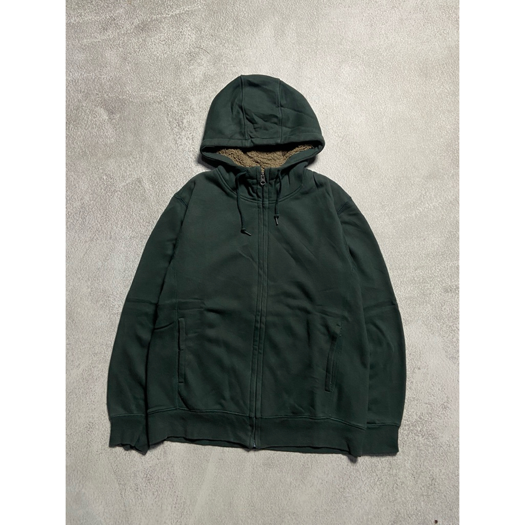 UNIQLO SHERPA ZIP HOODIE WARNA HIJAU ARMY