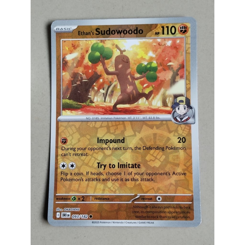 kartu pokemon original holo reverse sudowoodo dri 093/182
