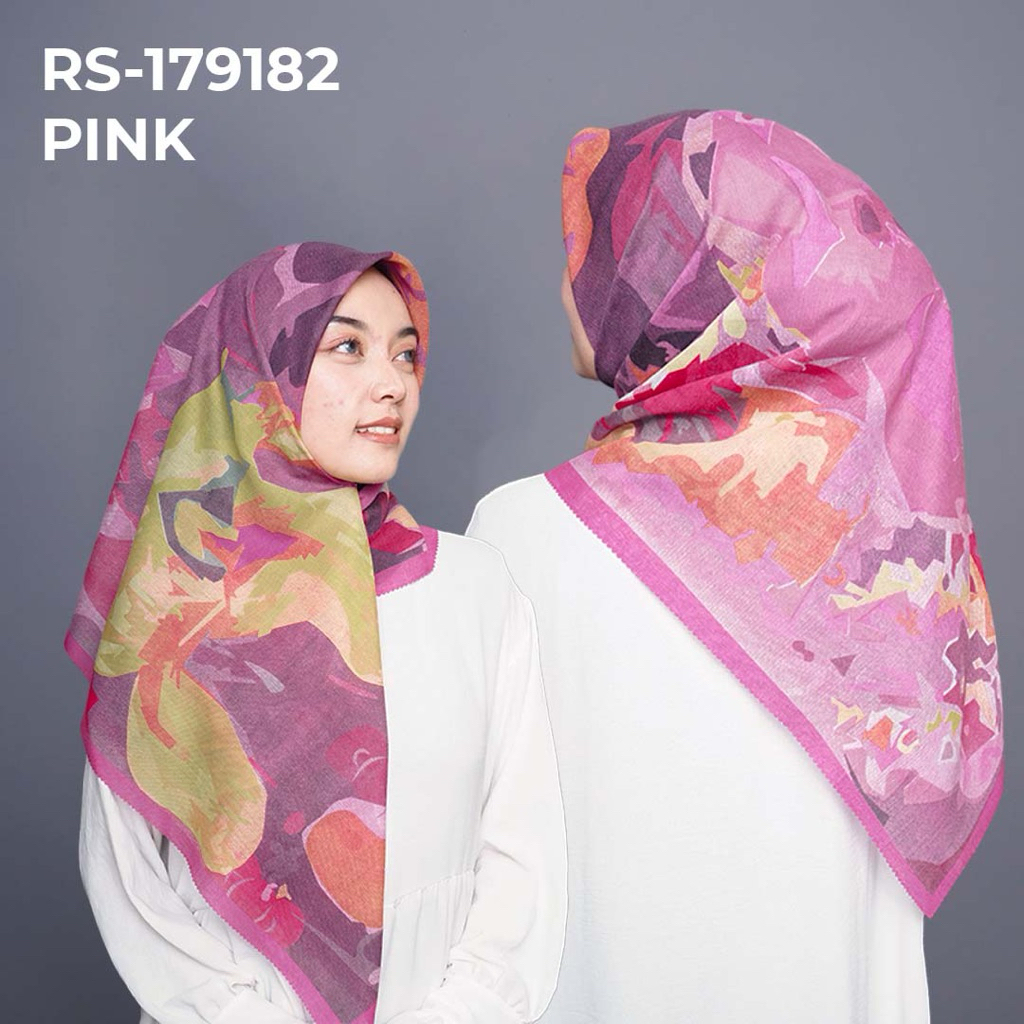 RS-179182 PINK Hijab Jilbab Dennay Scarves Voal Motif Segi Empat Basic Laser Cut