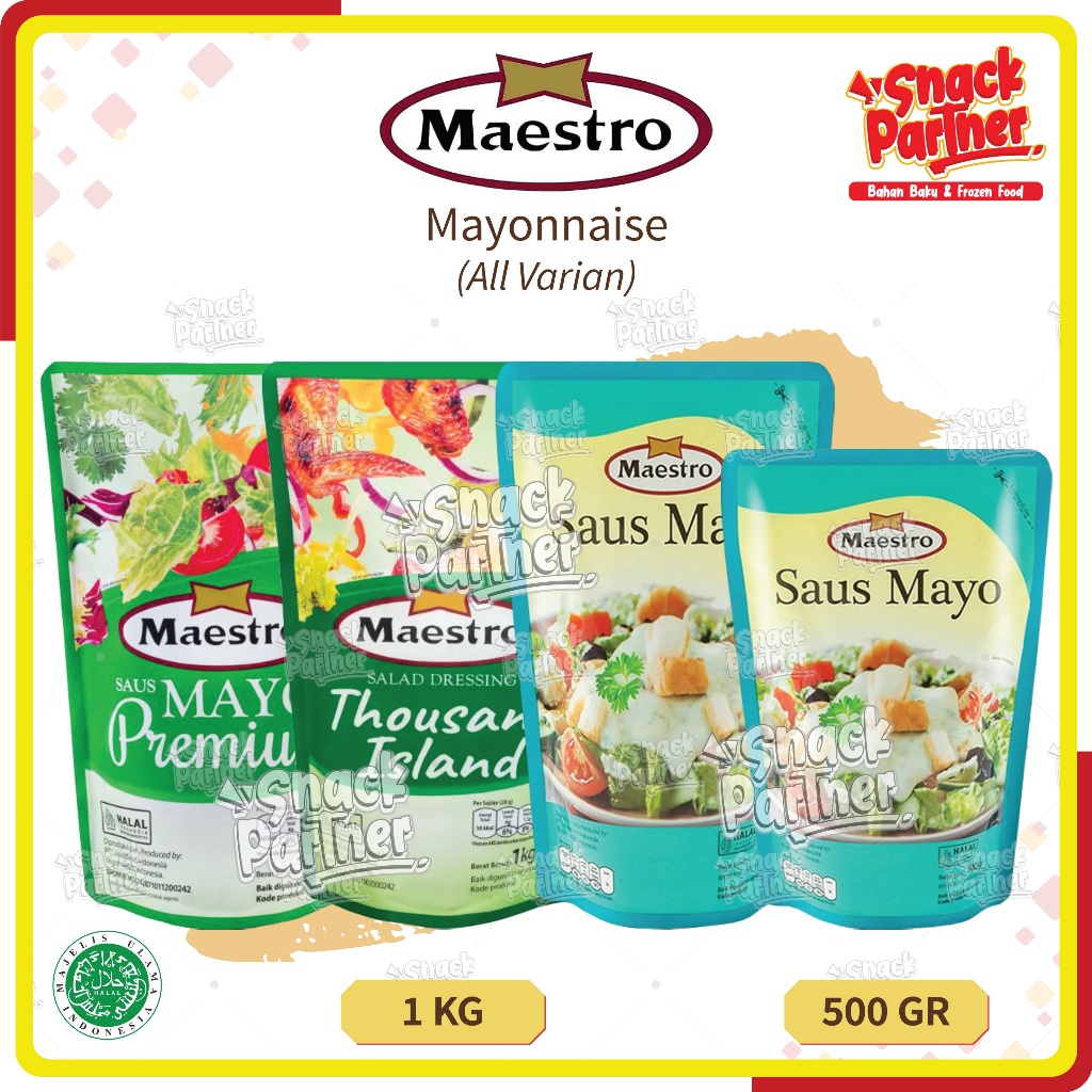 MAESTRO Mayonnaise 1 KG 500 GR - Saos Saus Mayonaise Mayo Pedas Hot Thousand Island Wijen Sangrai